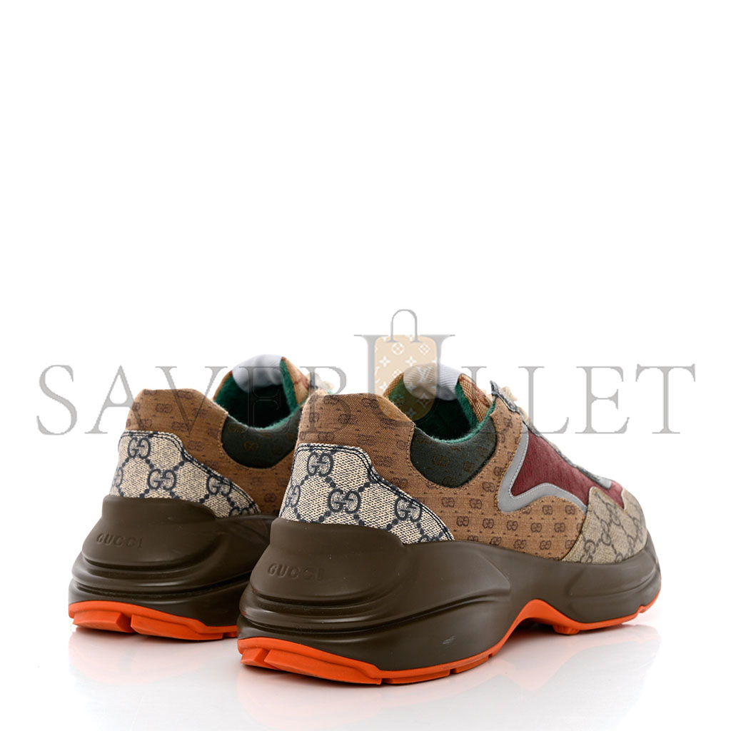 GUCCI GG SUPREME MONOGRAM MIX MONOGRAM MENS RHYTON SNEAKERS 12 BORDEAUX BEIGE EBONY 1156612